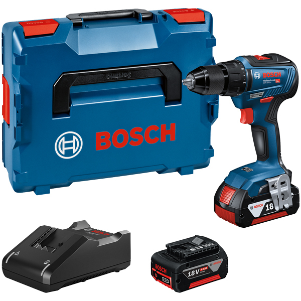 BOSCH Perceuse-visseuse Bosch Professional GSR 18V-55 (couple 28/55/- Nm) +  2 batteries Procore 4Ah + chargeur + L-BOXX - 06019H5204 pas cher 